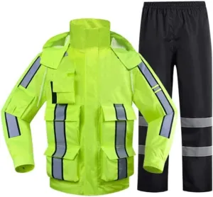 Reflective Gear, Waterproof Silk Safety Jacket Fluorescent Suit Breathable Warmth Reflective Overalls Outdoor Activity
