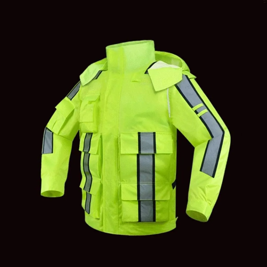 Reflective Gear, Waterproof Silk Safety Jacket Fluorescent Suit Breathable Warmth Reflective Overalls Outdoor Activity
