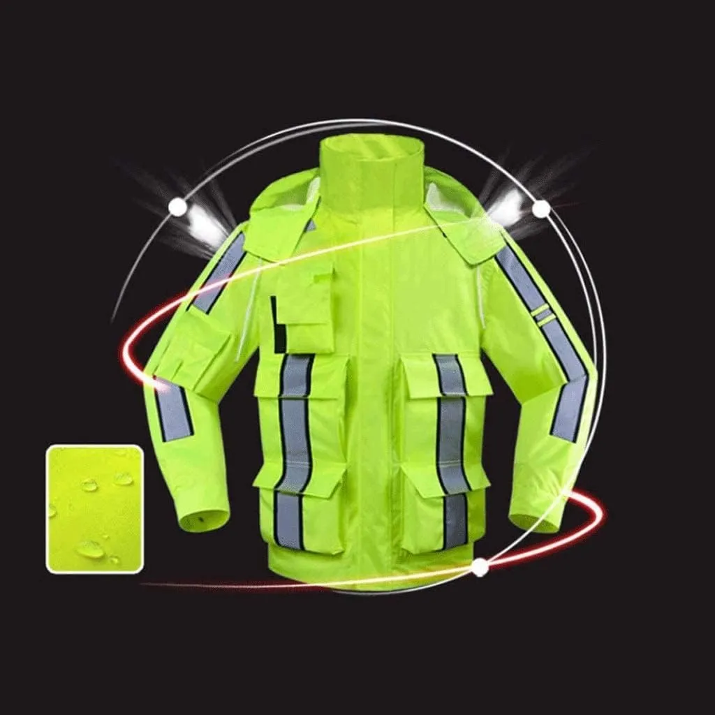 Reflective Gear, Waterproof Silk Safety Jacket Fluorescent Suit Breathable Warmth Reflective Overalls Outdoor Activity