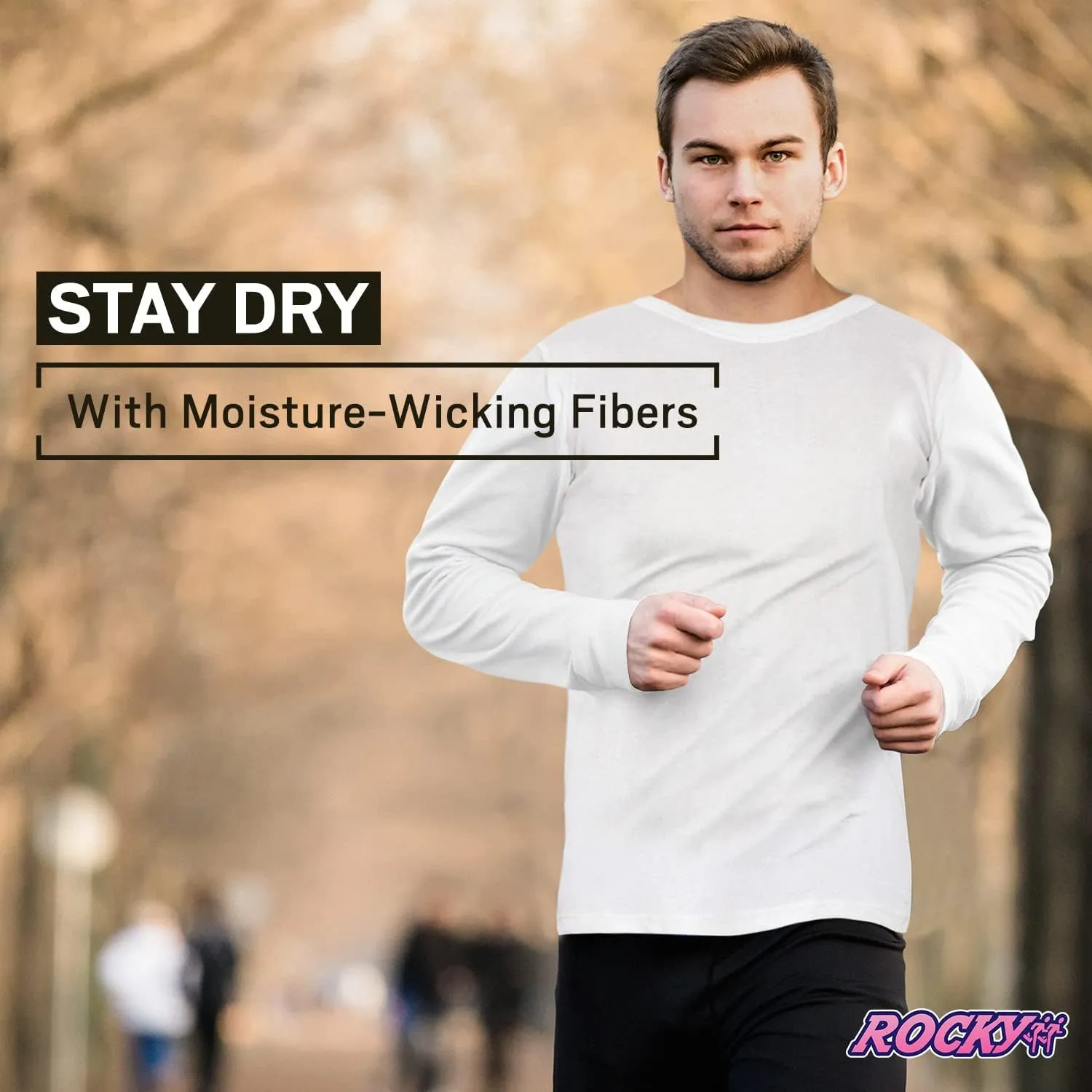 Rocky Mens Thermal Base Layer Top Heavyweight Long John Underwear Shirt Insulated for Outdoor Ski Warmth Extreme Cold Pajamas