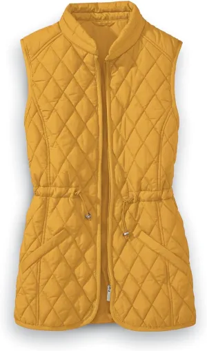 SAGEFINDS Women’s Quilted Vest, Stand Collar, Lightweight Padded Vest with Zipper, Pockets and Adjustable Toggle Waist