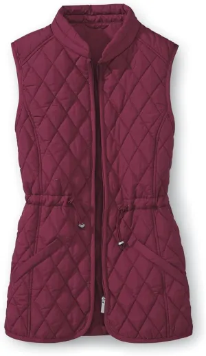 SAGEFINDS Women’s Quilted Vest, Stand Collar, Lightweight Padded Vest with Zipper, Pockets and Adjustable Toggle Waist