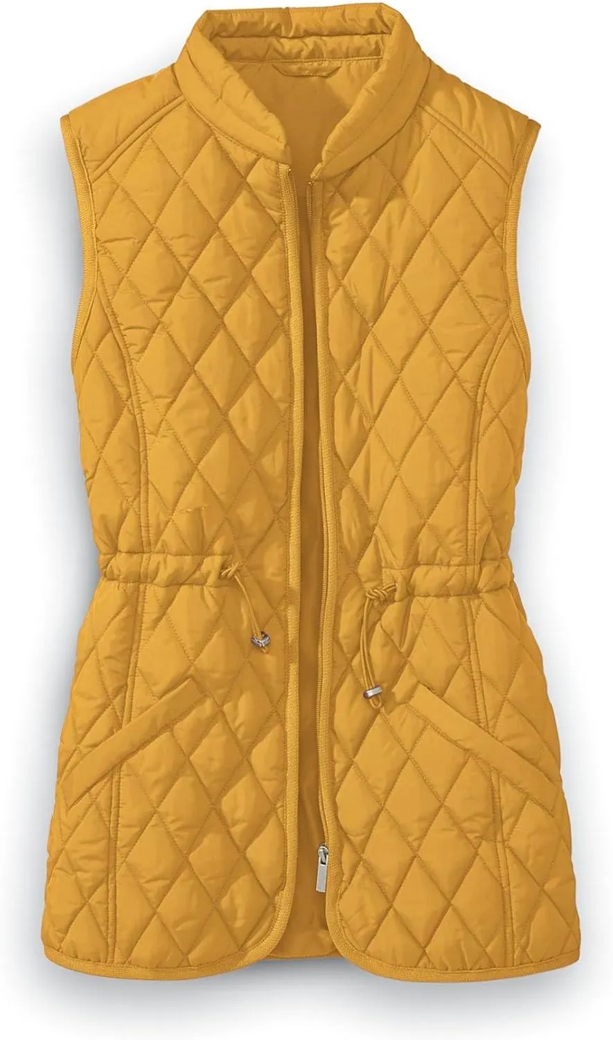 SAGEFINDS Women’s Quilted Vest, Stand Collar, Lightweight Padded Vest with Zipper, Pockets and Adjustable Toggle Waist