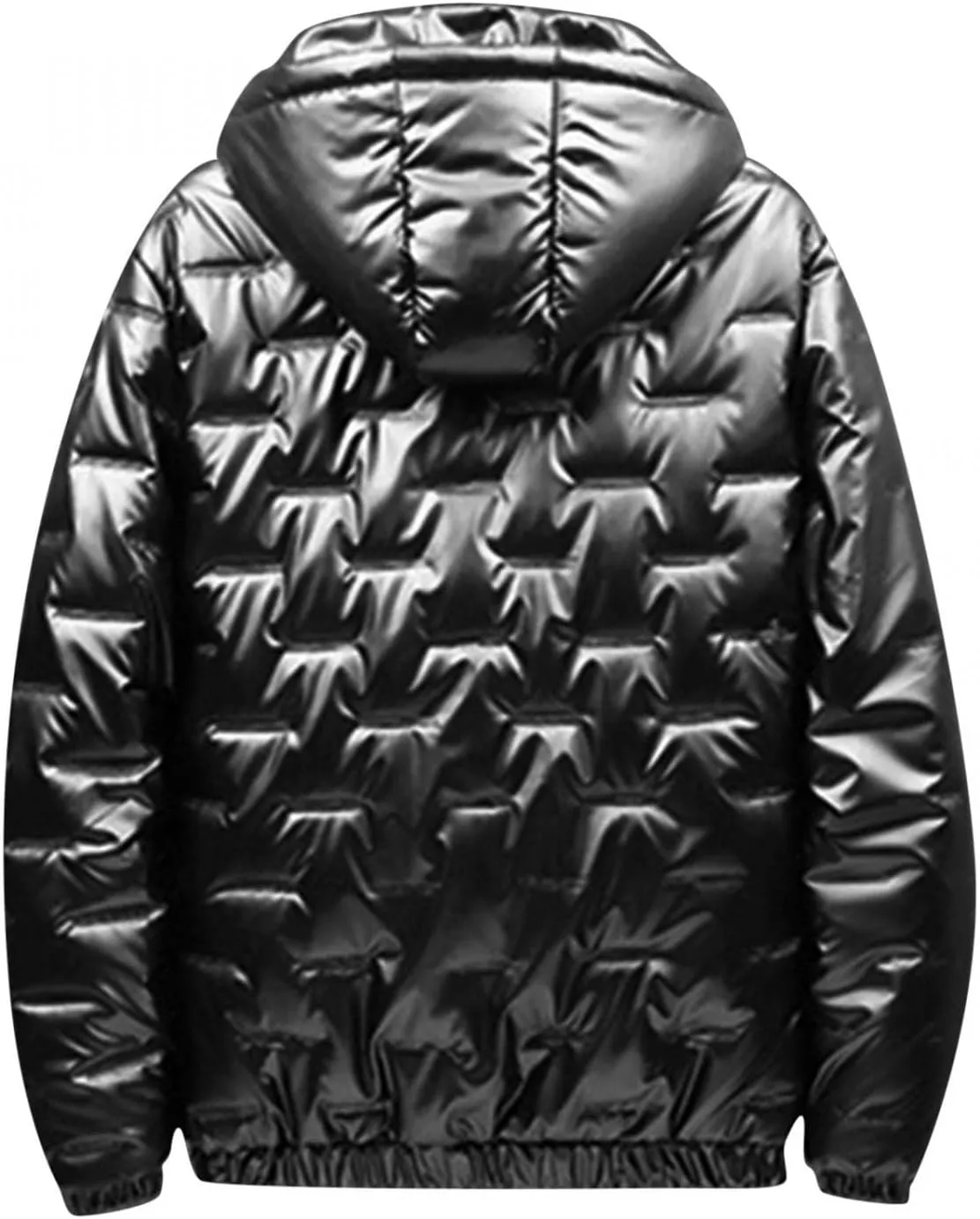 Saohuo Mens Shiny Down Coat Fleece Lined Hood Winter Thicken Warmth Puffer Jacket Glossy Waterproof Parka Coat Outerwear