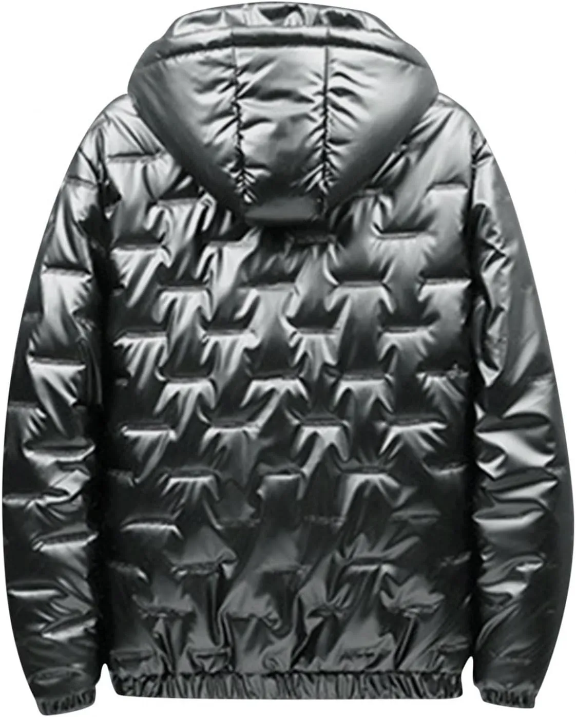 Saohuo Mens Shiny Down Coat Fleece Lined Hood Winter Thicken Warmth Puffer Jacket Glossy Waterproof Parka Coat Outerwear