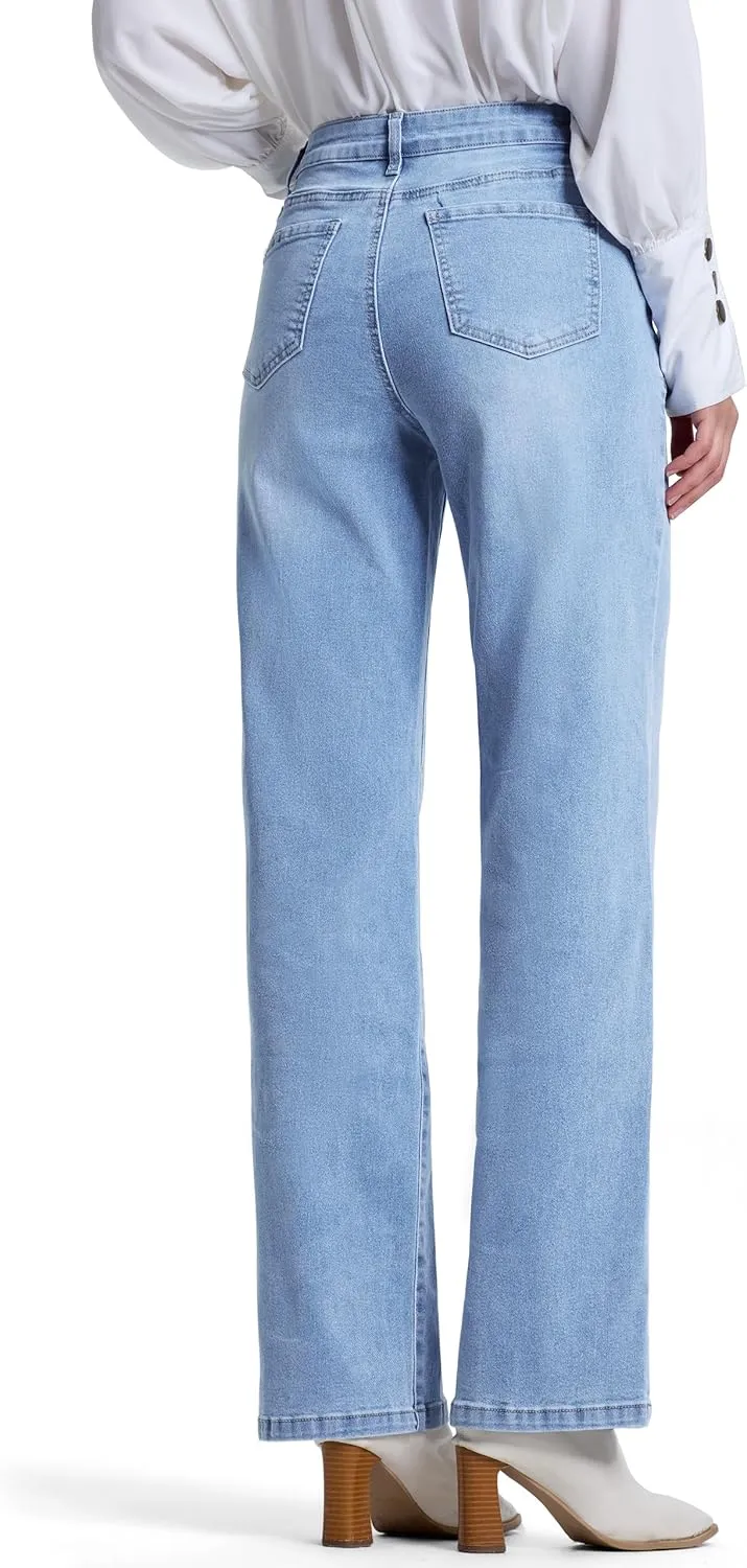 SEVEGO Women's 32"/34"/36" Tall Straight Leg Jeans Mid Waisted Stretchy Loose Denim Pants Casual Baggy Jean Trousers