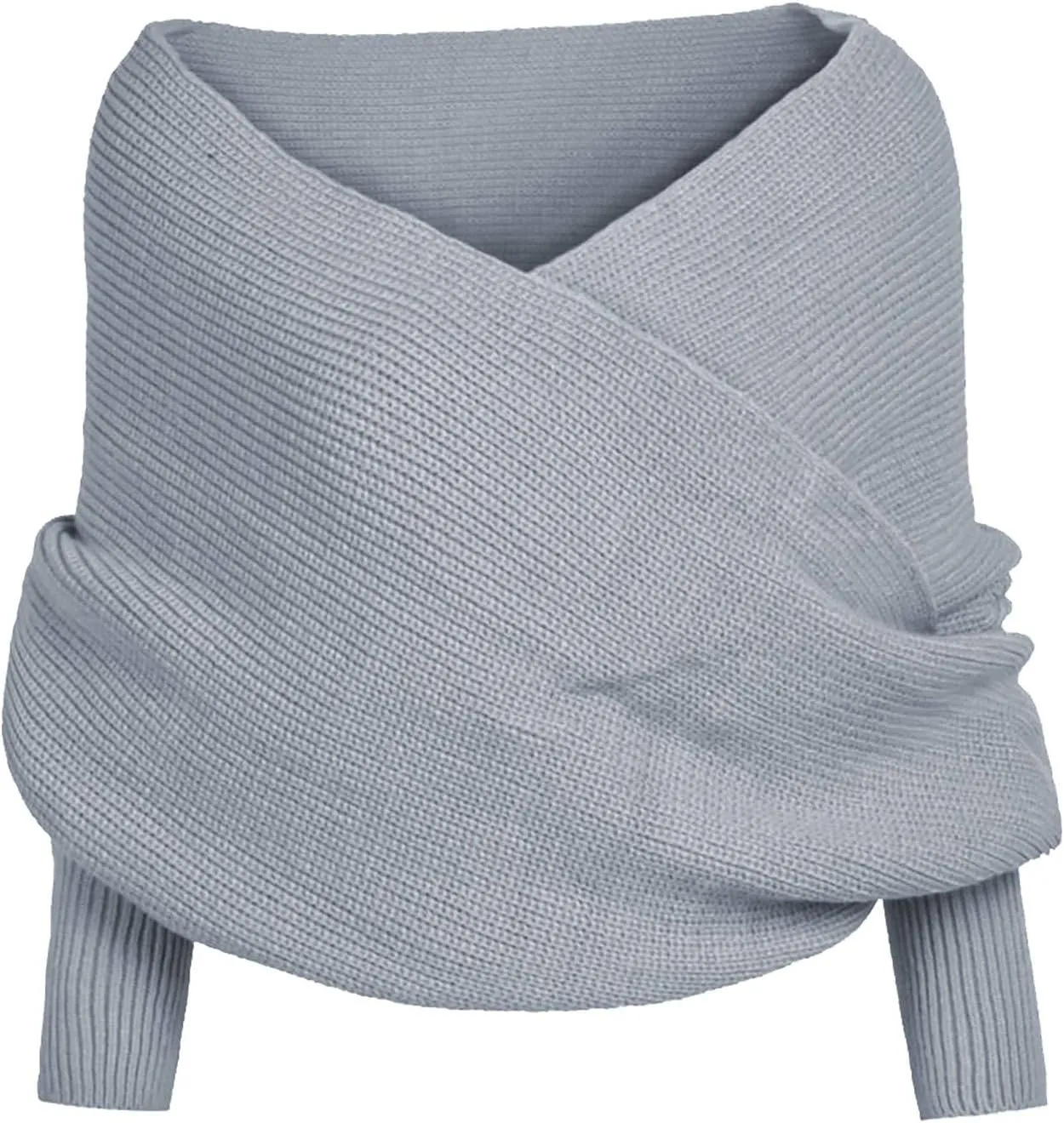 Shawl Wraps for Women Knitted Cable Wrap Sweater for Women Knitted Double Sleeve Scarf Hollow Out Crochet Shrugs