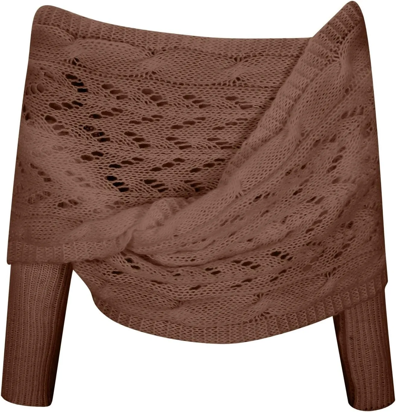 Shawl Wraps for Women Knitted Cable Wrap Sweater for Women Knitted Double Sleeve Scarf Hollow Out Crochet Shrugs