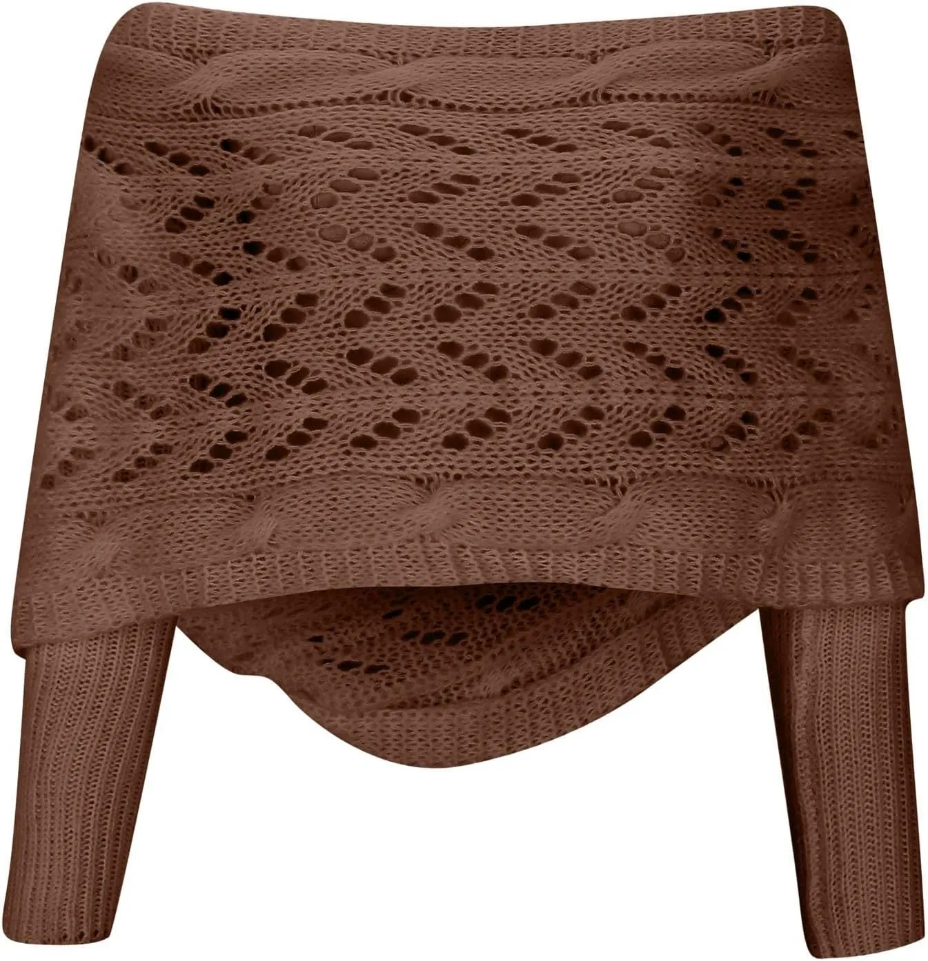 Shawl Wraps for Women Knitted Cable Wrap Sweater for Women Knitted Double Sleeve Scarf Hollow Out Crochet Shrugs