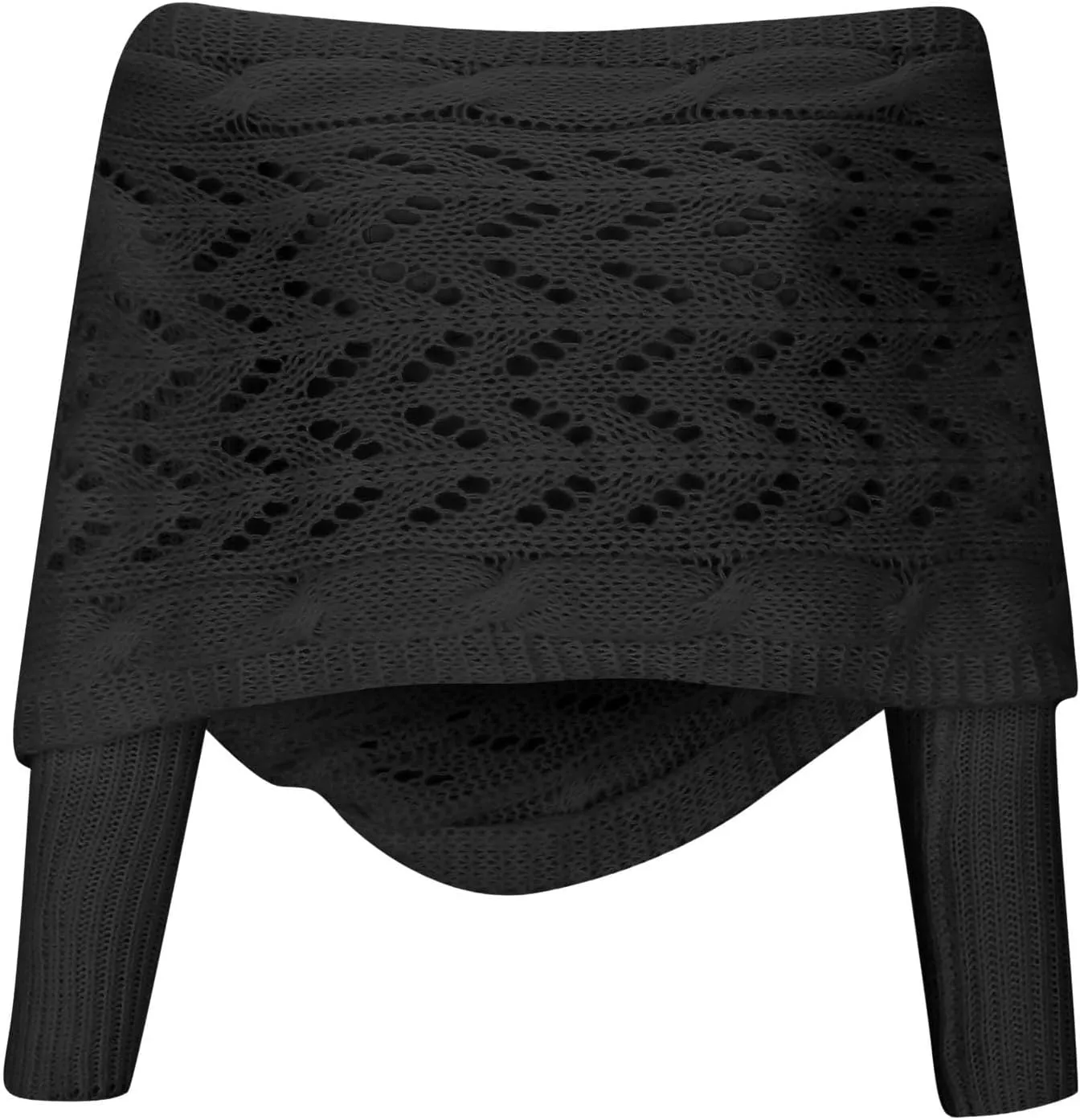 Shawl Wraps for Women Knitted Cable Wrap Sweater for Women Knitted Double Sleeve Scarf Hollow Out Crochet Shrugs