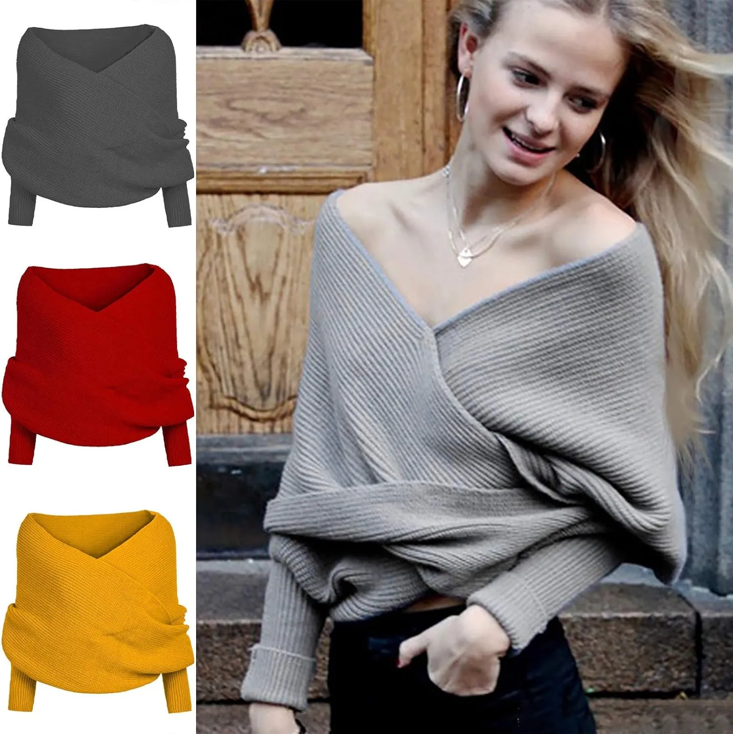 Shawl Wraps for Women Knitted Cable Wrap Sweater for Women Knitted Double Sleeve Scarf Hollow Out Crochet Shrugs