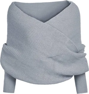 Shawl Wraps for Women Knitted Cable Wrap Sweater for Women Knitted Double Sleeve Scarf Hollow Out Crochet Shrugs