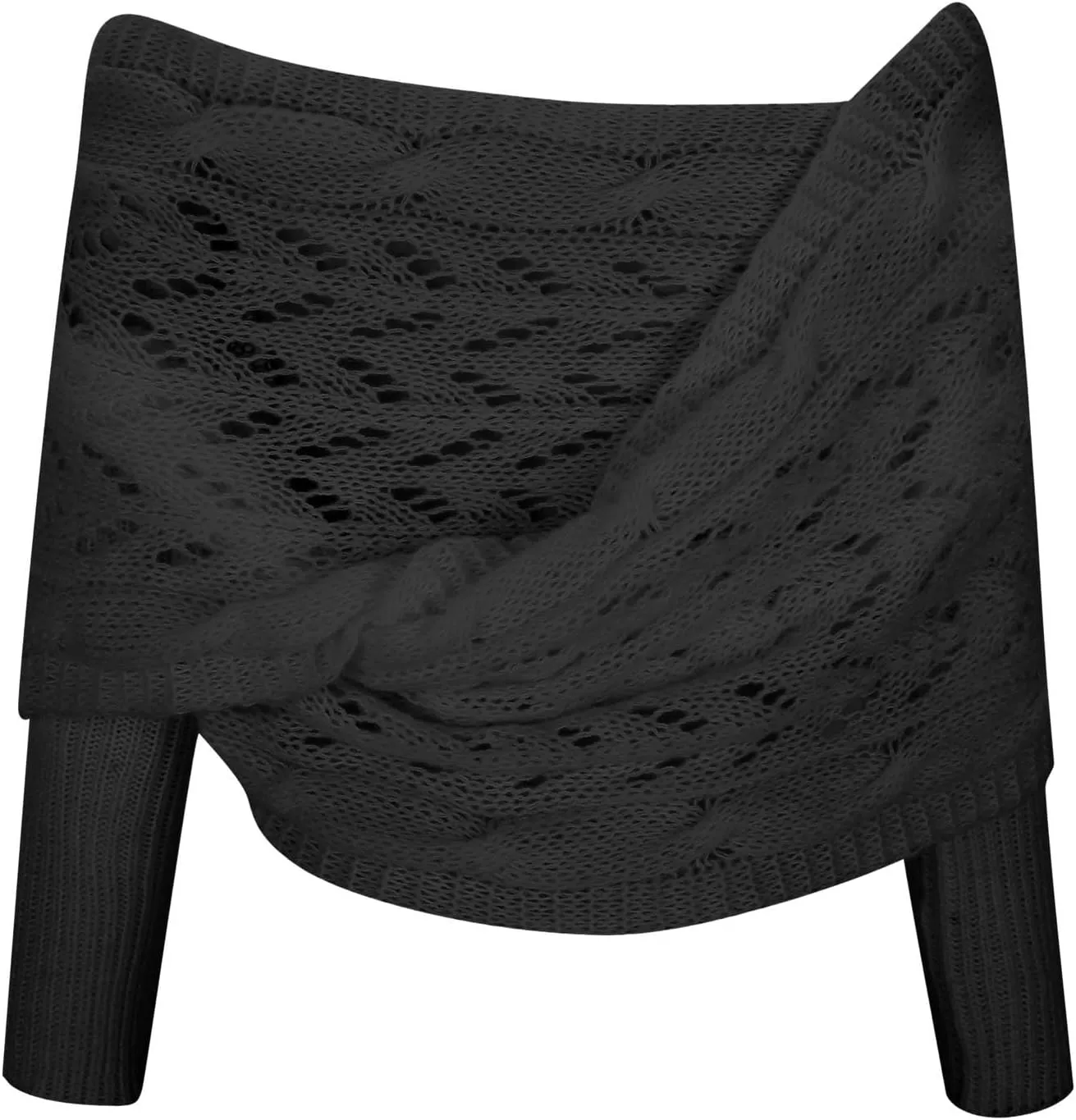 Shawl Wraps for Women Knitted Cable Wrap Sweater for Women Knitted Double Sleeve Scarf Hollow Out Crochet Shrugs