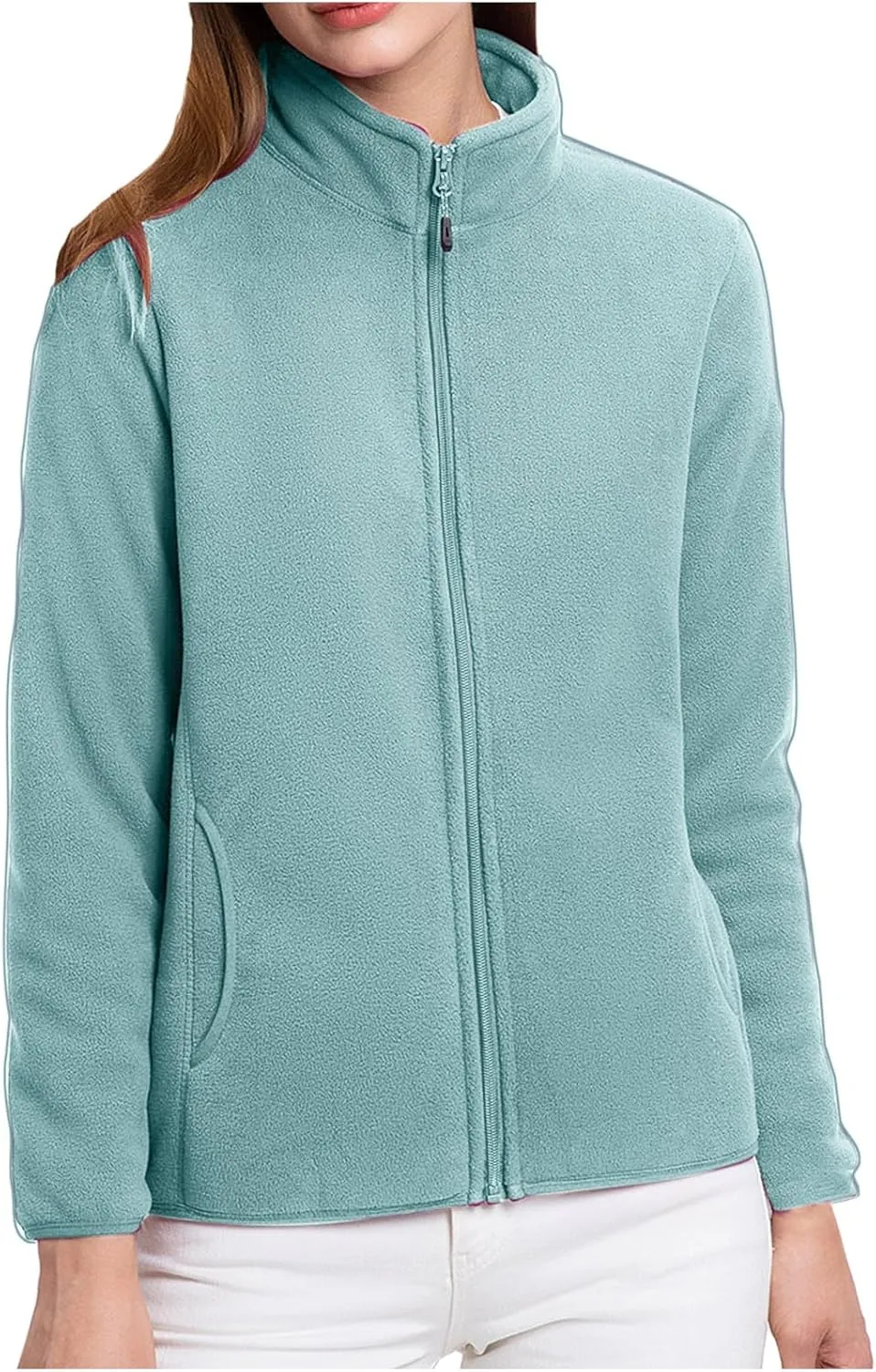 Sherpa Fleece Lined Jackets For Women Teen Girls y2k Clothes Full Zip Up Oversized Sweatshirts With Pockets