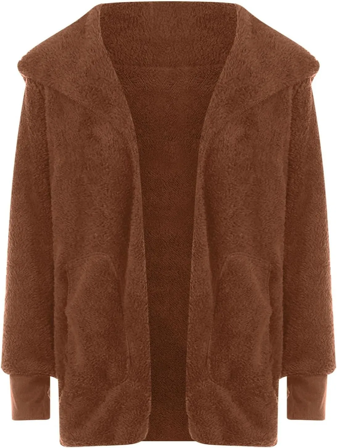 Sherpa Jacket Women Oversized Hooded Fuzzy Fleece Jackets with Pocket Warm Cozy Hoodie Cardigan Coat Plus Size