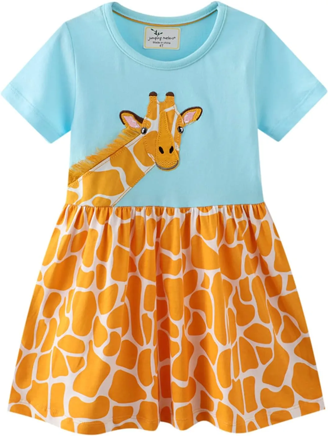 SHOOYING Girls Dresses Cartoon Dress Casual Cotton Cute Tshirt Dresses 2-8 Years