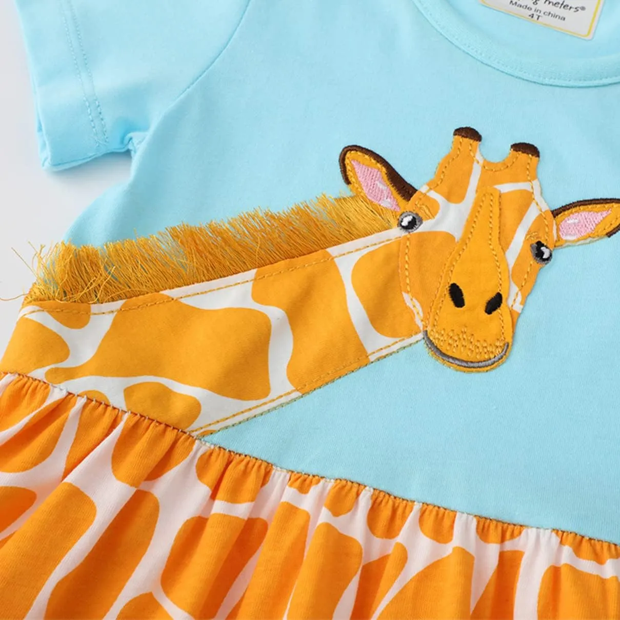 SHOOYING Girls Dresses Cartoon Dress Casual Cotton Cute Tshirt Dresses 2-8 Years