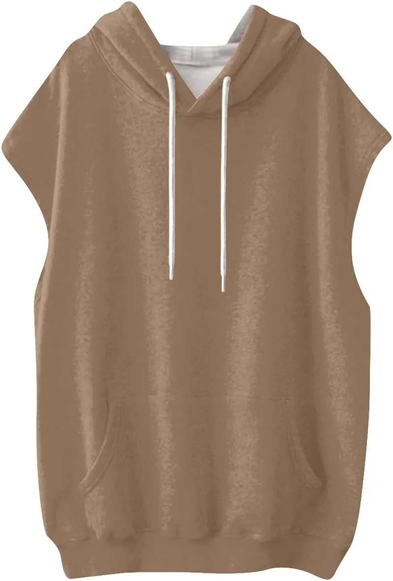 Sleeveless Hoodie Women Summer Hooded Tank Tops Lightweight Drawstring Pullover Sweatshirt Athletic T-Shirt