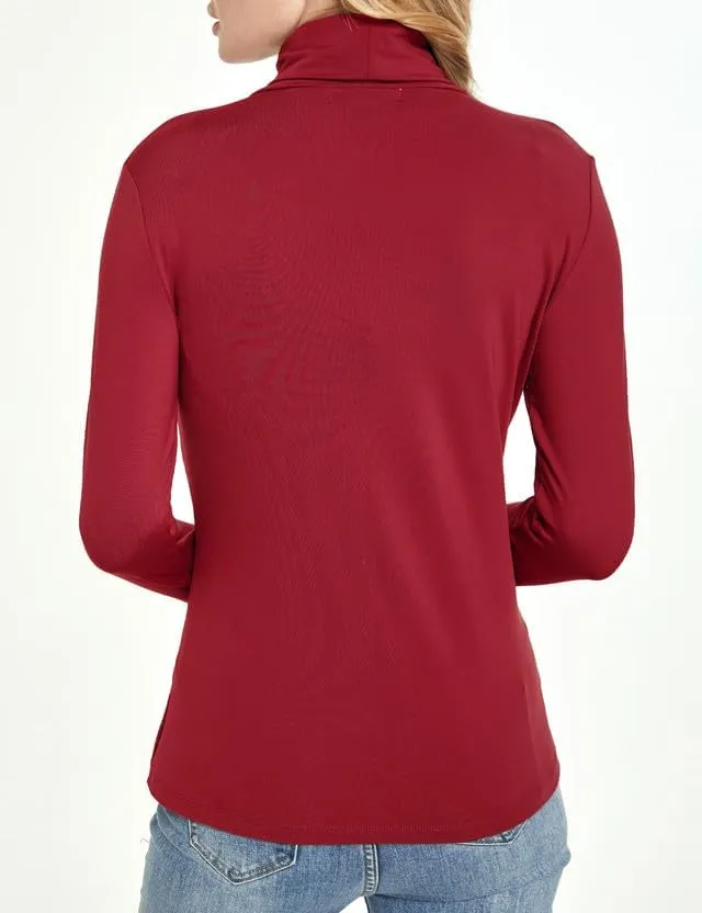 SSLR-Thermal-Shirts for-Women-Turtleneck Long Sleeve Tops Fleece Lined Winter Slim Fitted Mock Neck Base Layer