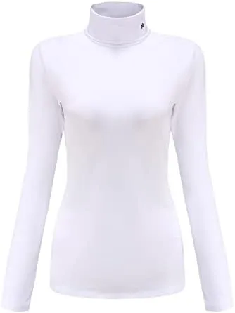 SSLR-Thermal-Shirts for-Women-Turtleneck Long Sleeve Tops Fleece Lined Winter Slim Fitted Mock Neck Base Layer
