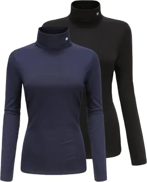 SSLR-Thermal-Shirts for-Women-Turtleneck Long Sleeve Tops Fleece Lined Winter Slim Fitted Mock Neck Base Layer