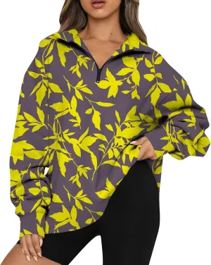 Sweatshirt For Women Fall Casual Hoodies Y2K Quarter Zip Pullover Boho Long Sleeve Plus Size Sweatshirt