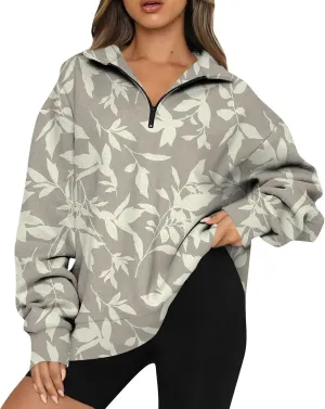 Sweatshirt For Women Fall Casual Hoodies Y2K Quarter Zip Pullover Boho Long Sleeve Plus Size Sweatshirt