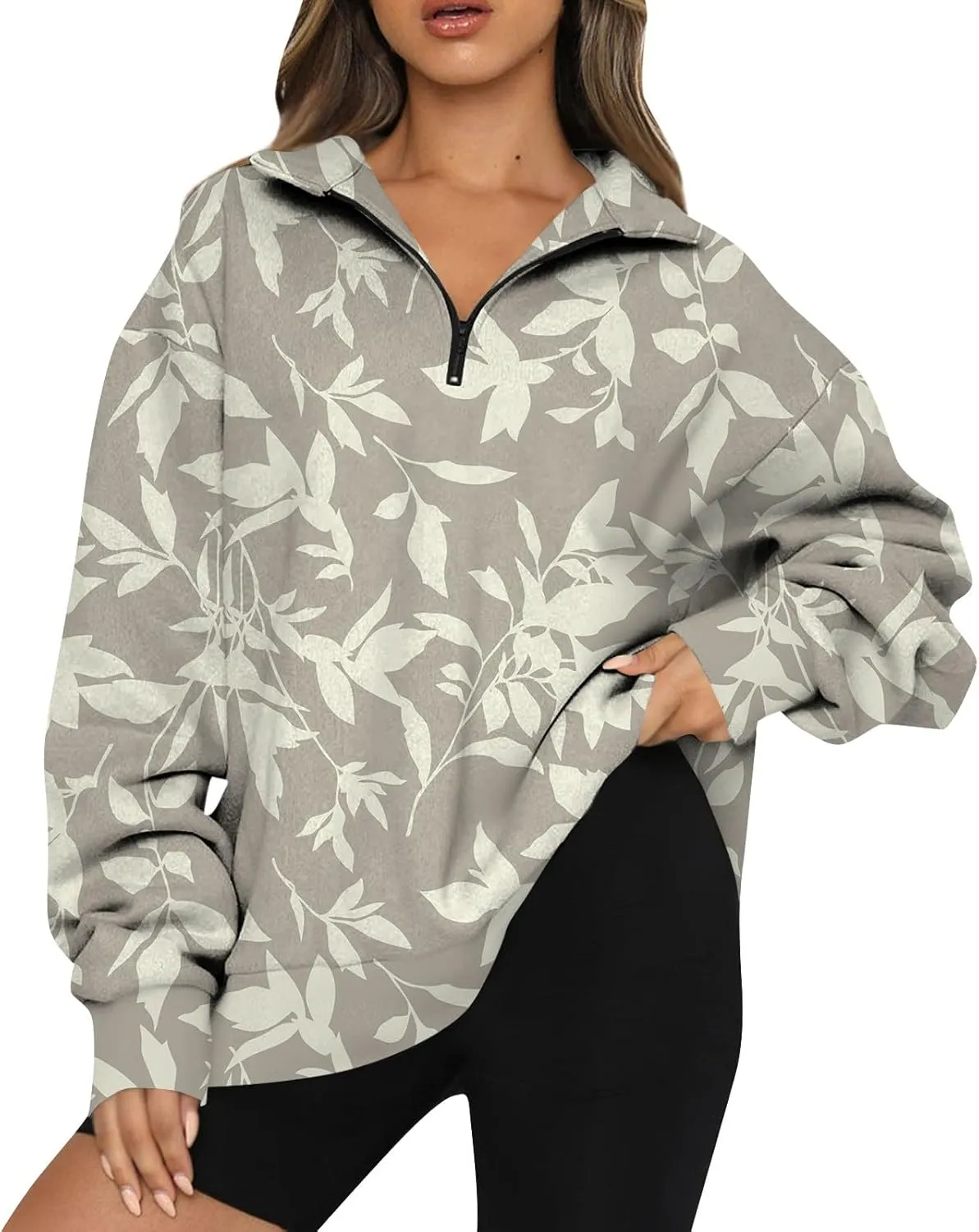 Sweatshirt For Women Fall Casual Hoodies Y2K Quarter Zip Pullover Boho Long Sleeve Plus Size Sweatshirt