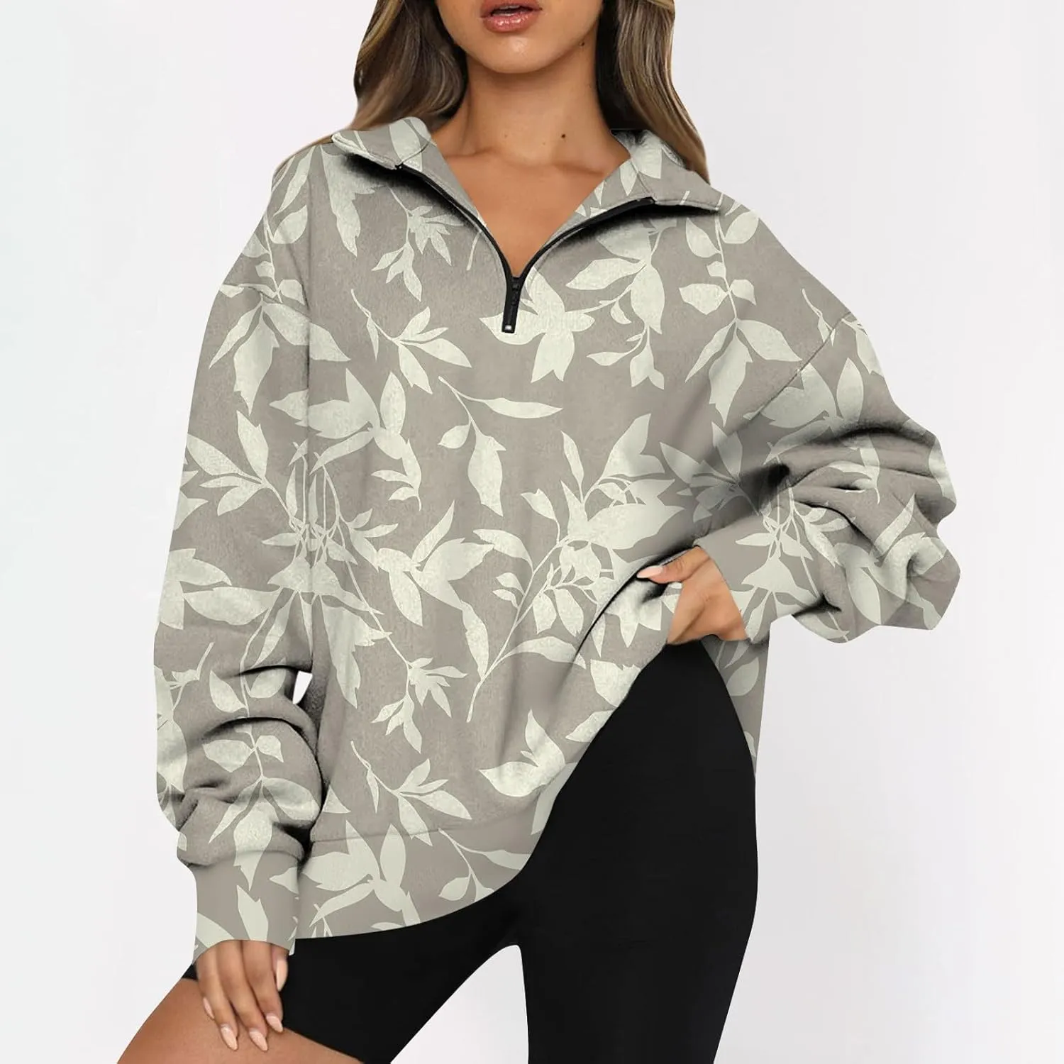 Sweatshirt For Women Fall Casual Hoodies Y2K Quarter Zip Pullover Boho Long Sleeve Plus Size Sweatshirt