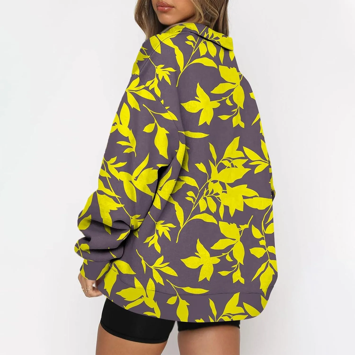 Sweatshirt For Women Fall Casual Hoodies Y2K Quarter Zip Pullover Boho Long Sleeve Plus Size Sweatshirt