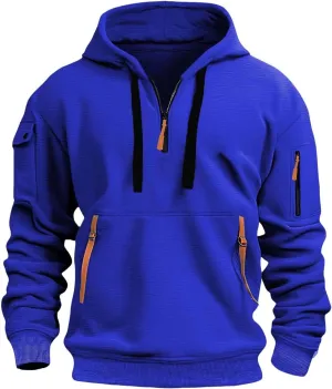 Tactical Hoodies Mens 2024 Quater-Zip Pullover Tops Workout Hiking Climbing Athletic Sweatshirt Fashion Work Jackets