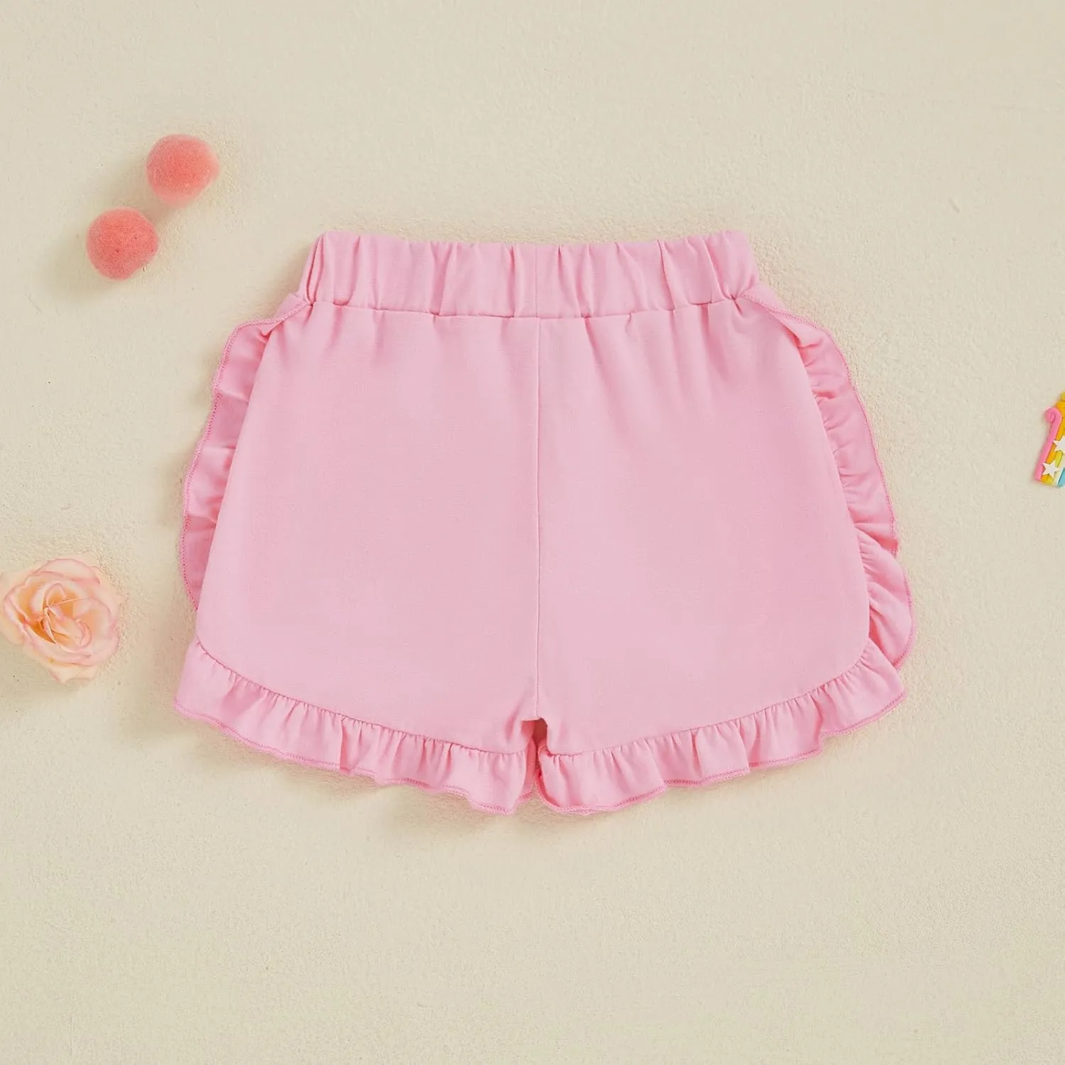 Toddler Baby Girl Shorts Solid Color Elastic Waist Ruffle Short Pants Casual Summer Bottoms