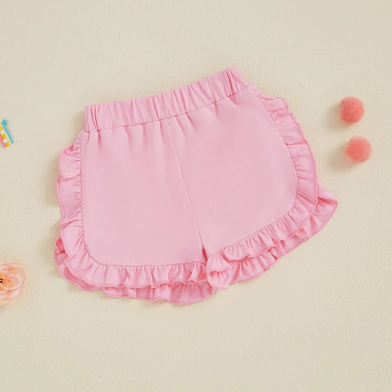 Toddler Baby Girl Shorts Solid Color Elastic Waist Ruffle Short Pants Casual Summer Bottoms