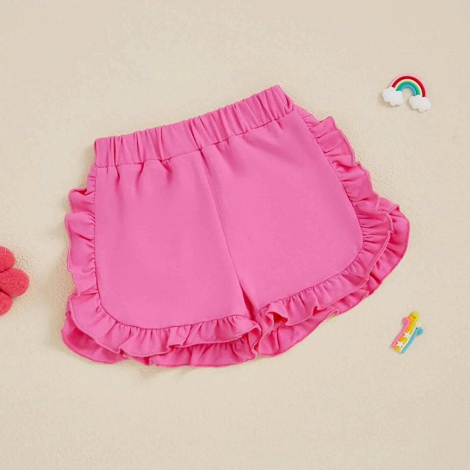 Toddler Baby Girl Shorts Solid Color Elastic Waist Ruffle Short Pants Casual Summer Bottoms