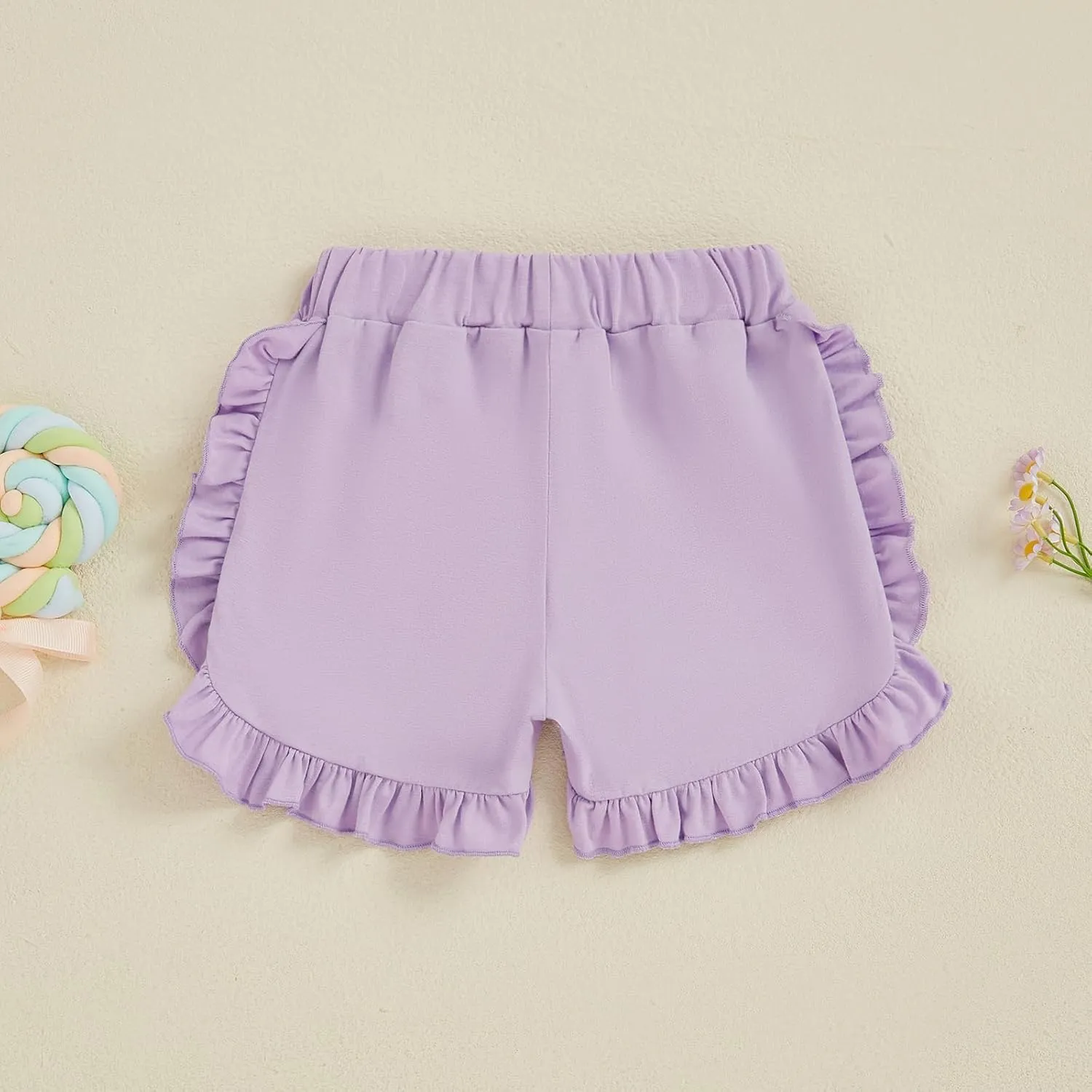 Toddler Baby Girl Shorts Solid Color Elastic Waist Ruffle Short Pants Casual Summer Bottoms