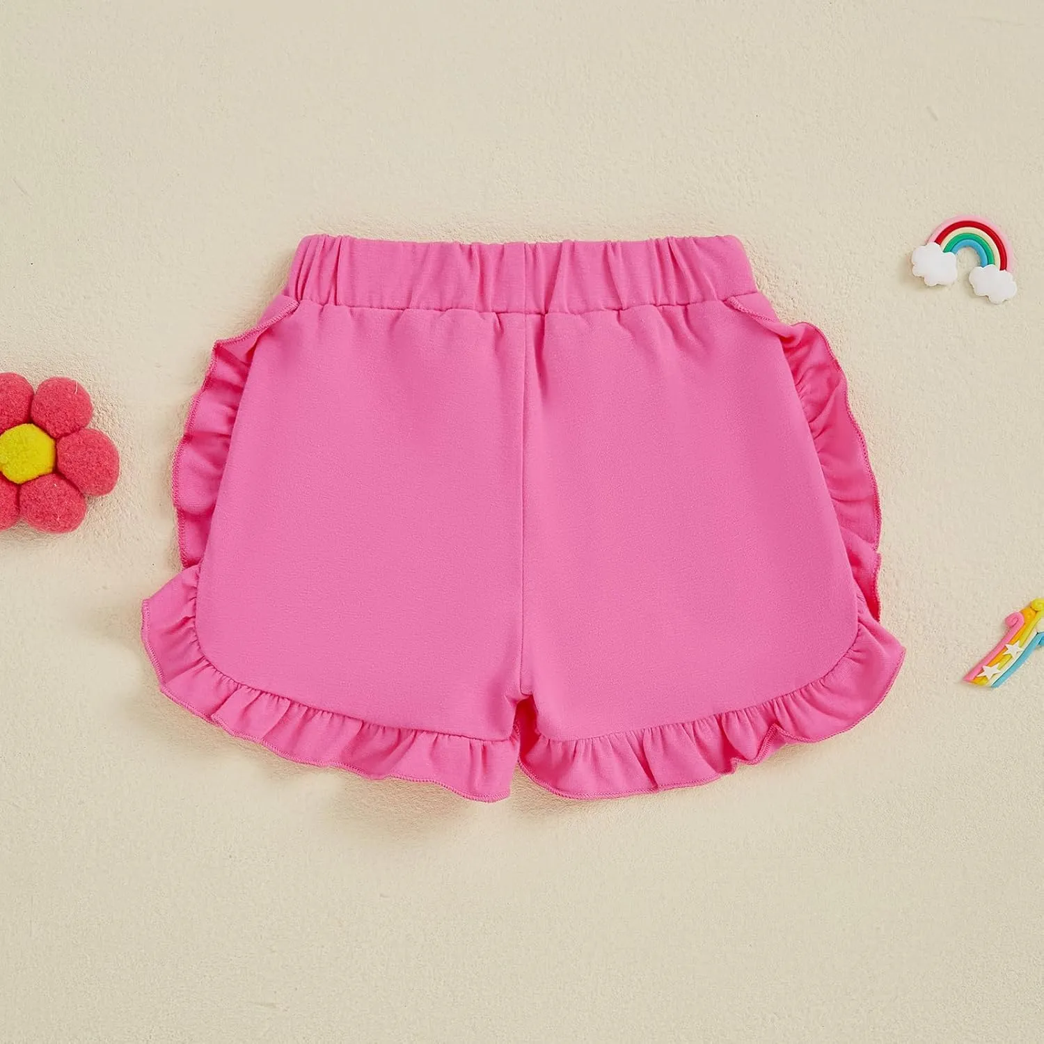 Toddler Baby Girl Shorts Solid Color Elastic Waist Ruffle Short Pants Casual Summer Bottoms