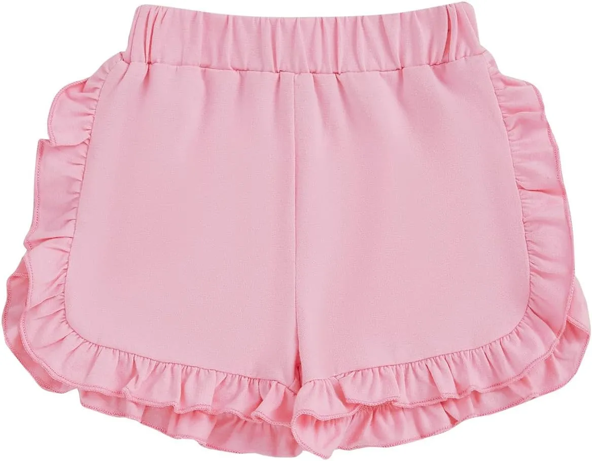 Toddler Baby Girl Shorts Solid Color Elastic Waist Ruffle Short Pants Casual Summer Bottoms