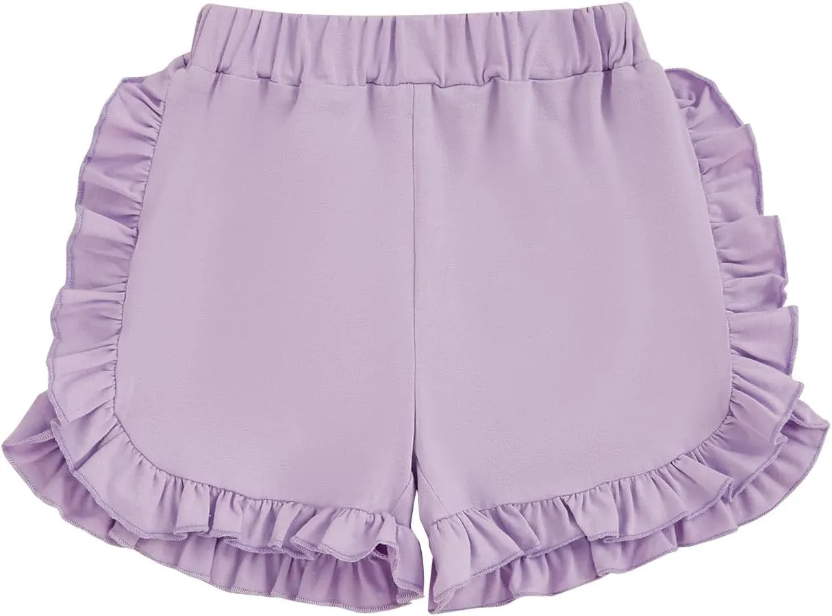 Toddler Baby Girl Shorts Solid Color Elastic Waist Ruffle Short Pants Casual Summer Bottoms