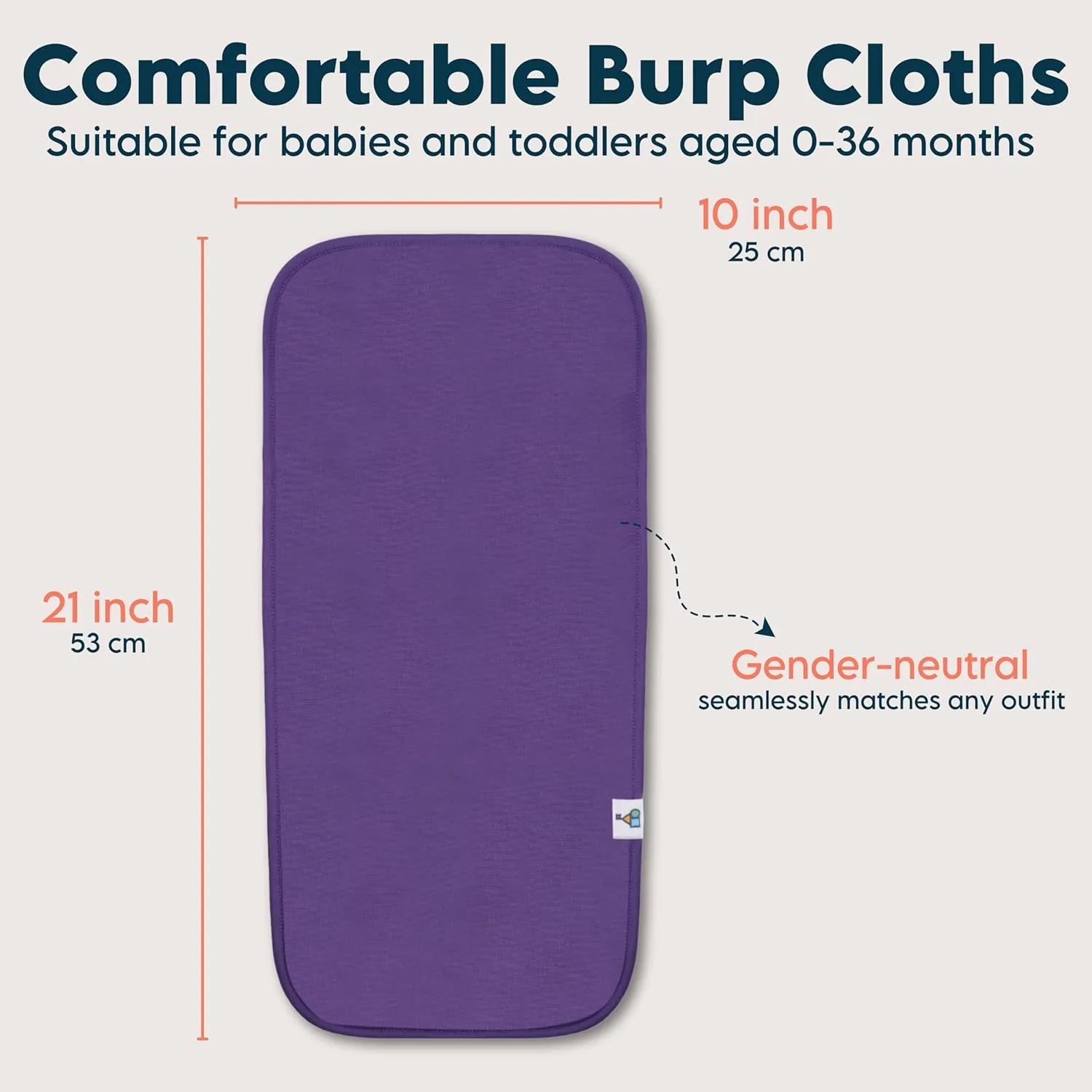 Toppy Organic Cotton Burp Cloths | Soft and Absorbent | Baby Infant Boys and Girls | Large - 21" x 10"