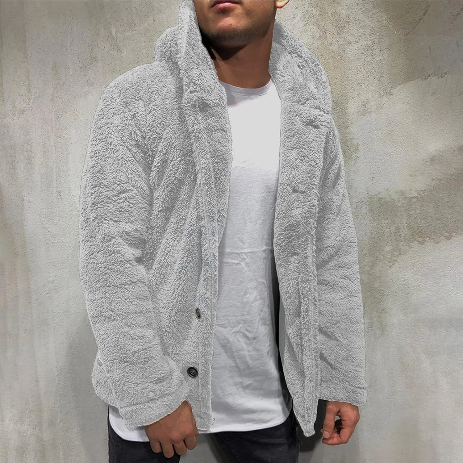tuduoms Mens Winter Coat Fuzzy Sherpa Hoodie Sweatshirt Long Sleeve Full Zip Fleece Soft Jackets Winter Hooded Parka Outwear