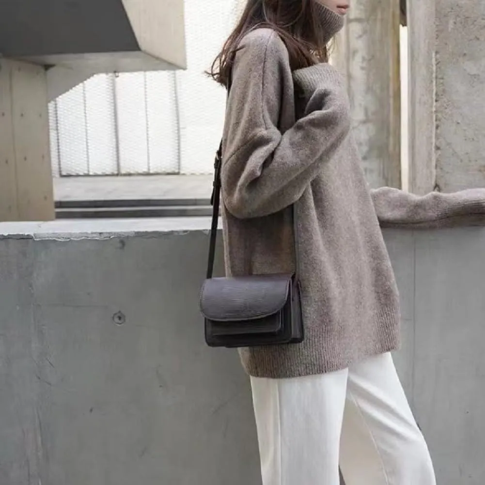 Turtleneck Sweater,Oversized Refined Turtleneck Cashmere Sweater for Women,Winter High Neck Tops Loose Jumpers