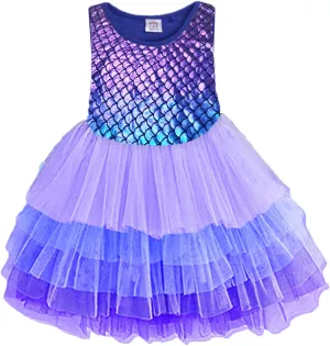 VIKITA Toddler Girls Dresses Summer Sleeveless Polyester Tutu Dresses for Girls 3-12 Years