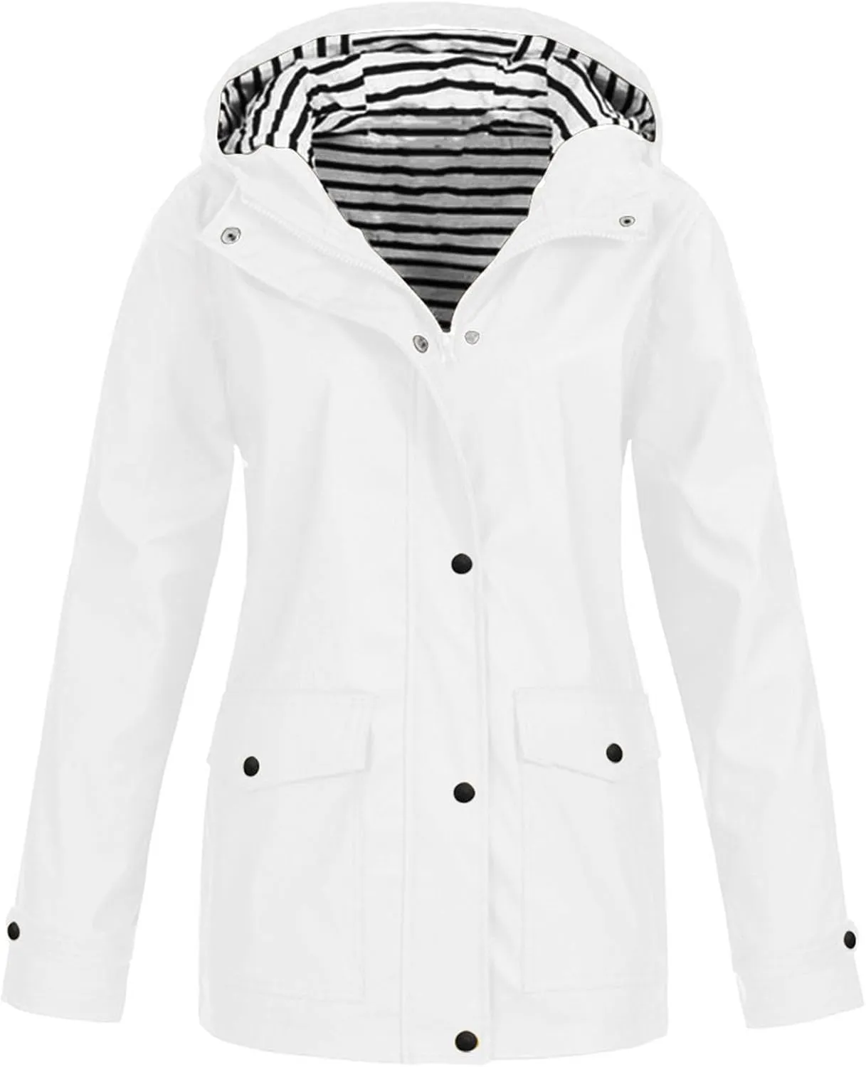 Waterproof Outdoor Rain Jacket Women, Lightweight Cold Weather Womens Coats Zip Up Breathable Windbreaker Women