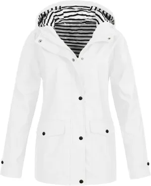 Waterproof Outdoor Rain Jacket Women, Lightweight Cold Weather Womens Coats Zip Up Breathable Windbreaker Women