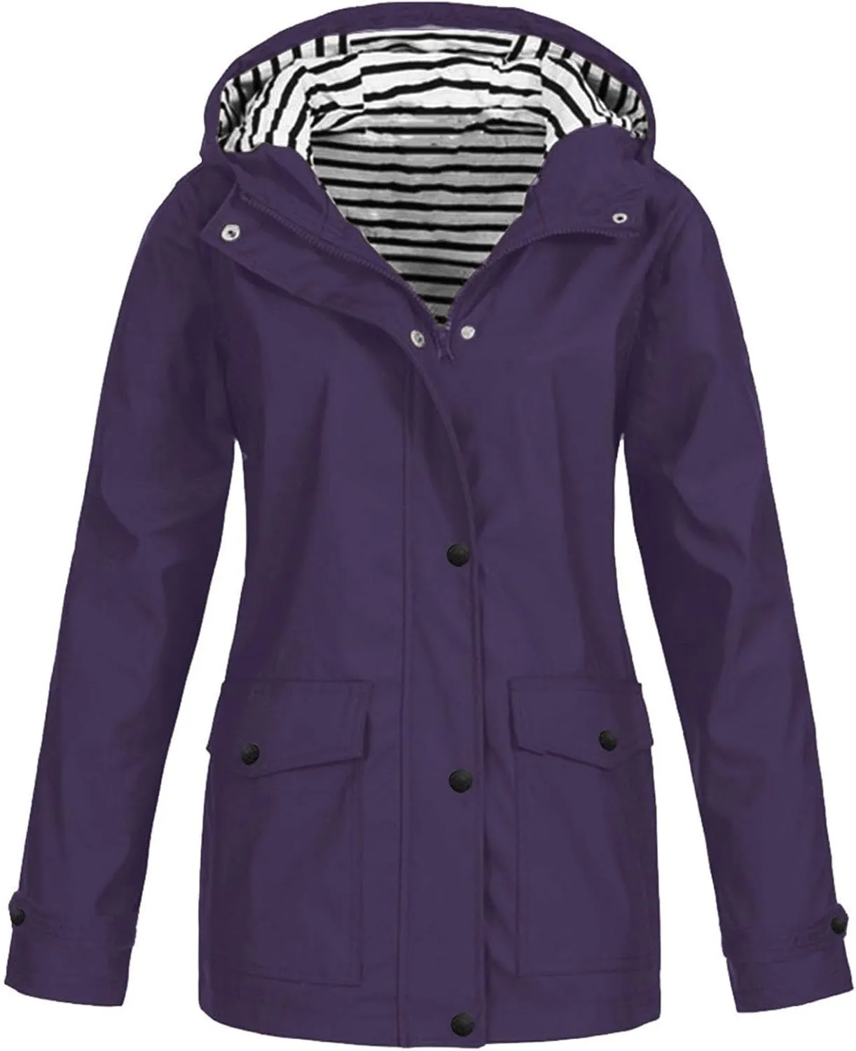Waterproof Outdoor Rain Jacket Women, Lightweight Cold Weather Womens Coats Zip Up Breathable Windbreaker Women