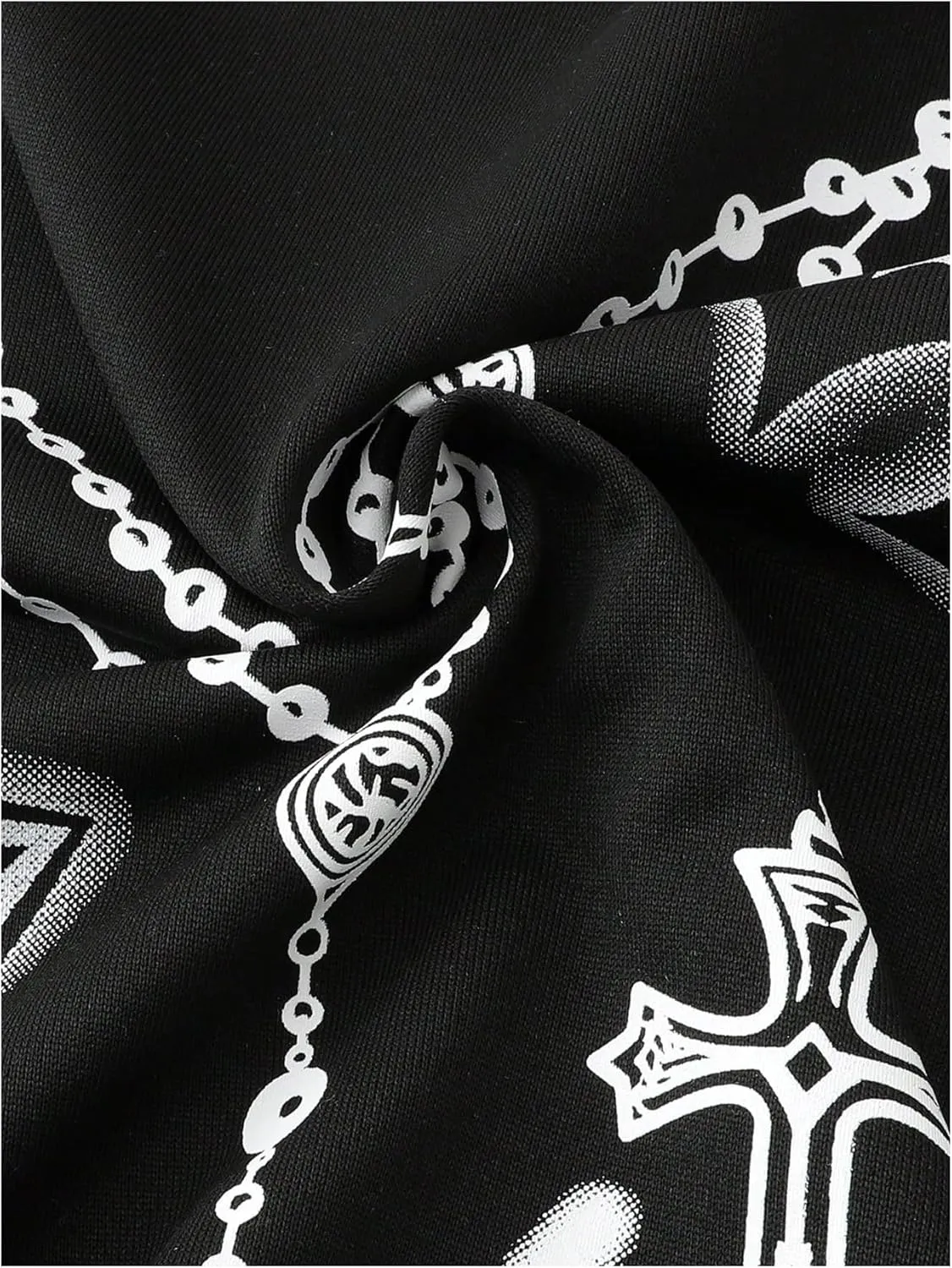 WDIRARA Men's Graphic Cross Print Long Sleeve Sweatshirts Crew Neck Pullover Tops Streetwear