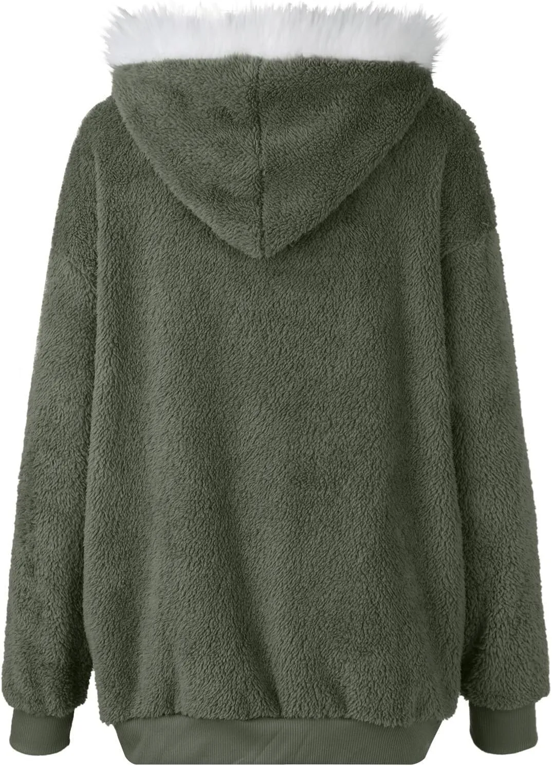 Winter Coats for Women 2024 Zip up Long Sleeve Casual Warm Fuzzy Hooded Jackets Loose Fit Soft Comfy Coats