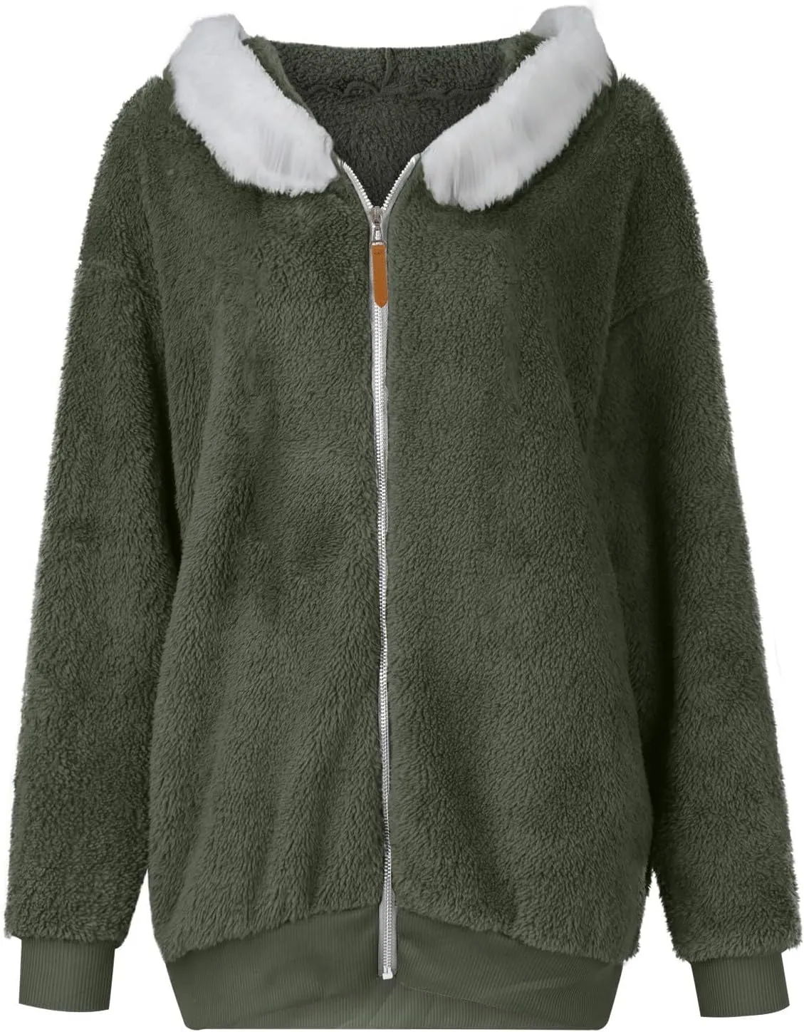 Winter Coats for Women 2024 Zip up Long Sleeve Casual Warm Fuzzy Hooded Jackets Loose Fit Soft Comfy Coats
