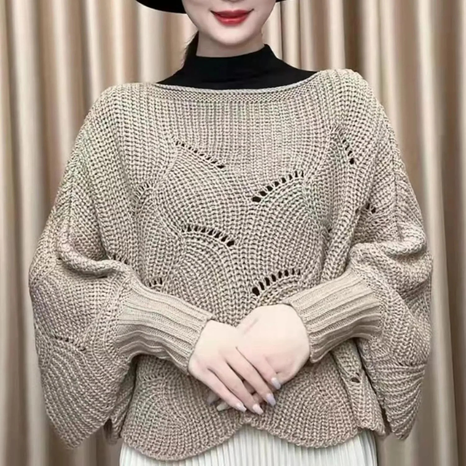 Winter Knitwear Oversize Sweater Women's Fashion Thick Turtleneck Sweater Pullover Scarf Solid Wraps The Shawl