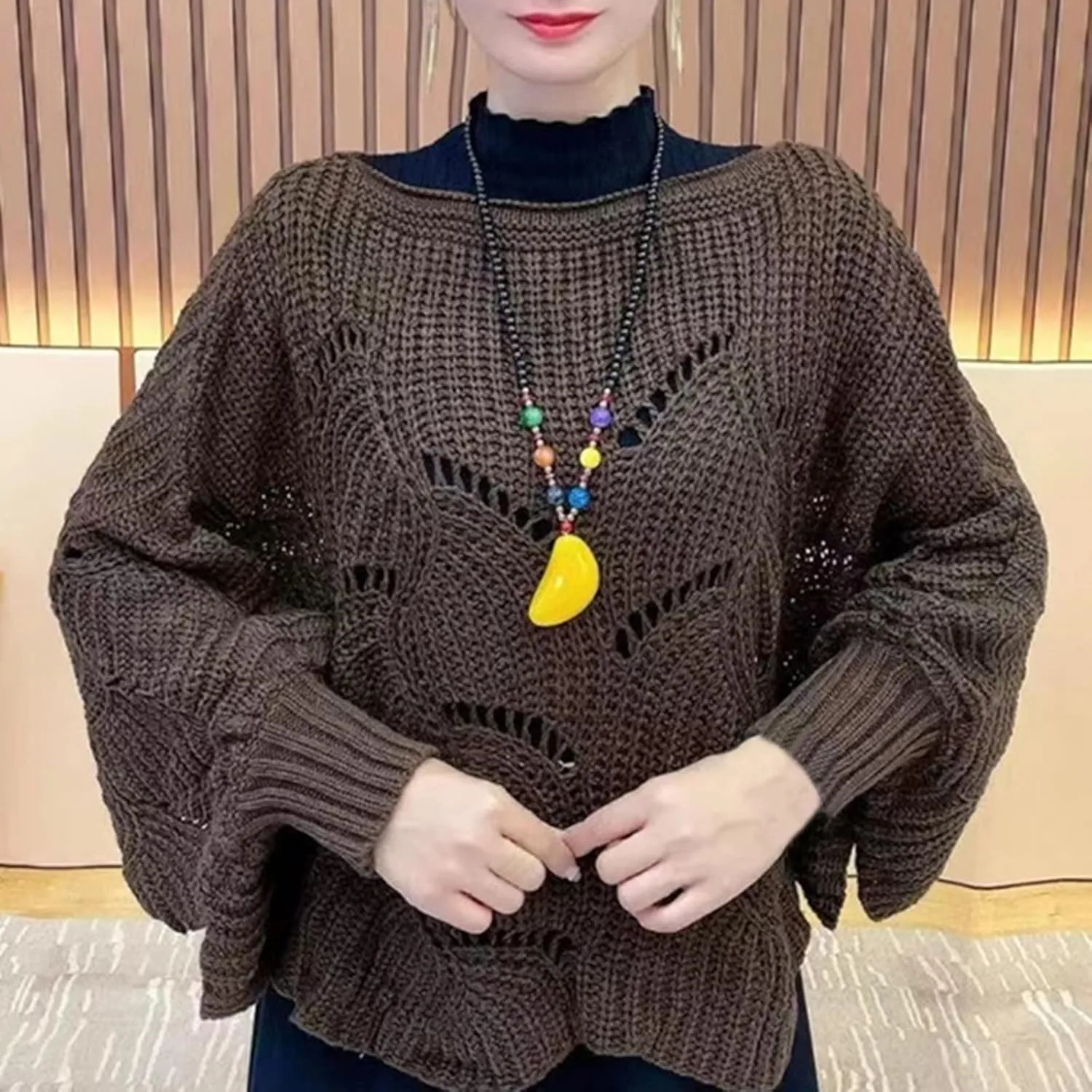 Winter Knitwear Oversize Sweater Women's Fashion Thick Turtleneck Sweater Pullover Scarf Solid Wraps The Shawl